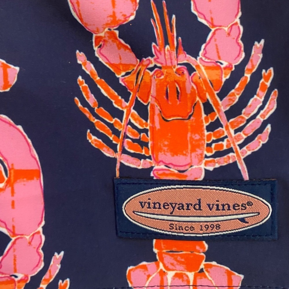 Vineyard Vines Men's Printed Chappy Trunks Lobster Navy 7"- S NWT - Picture 13 of 13